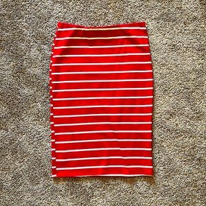 Red and White Stripe Skirt Size M